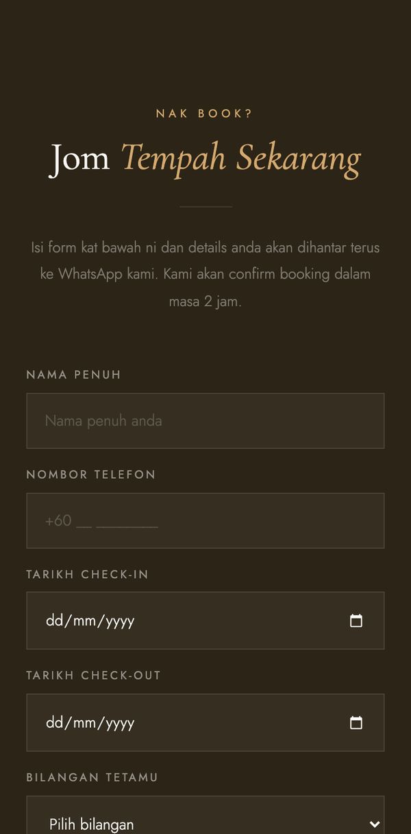 Contoh: borang enquiry ke WhatsApp
