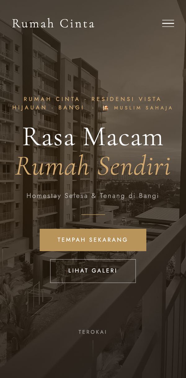 Contoh page homestay di telefon
