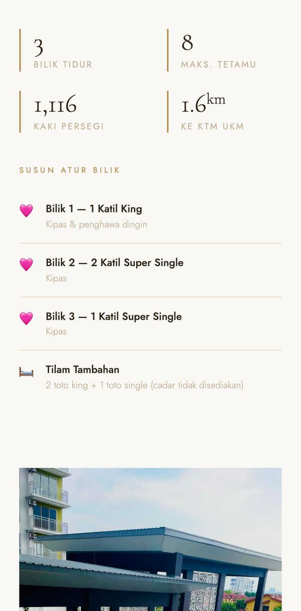 Contoh: info homestay dan susun atur bilik